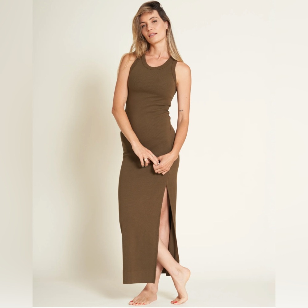 Rowan Dylan Ribbed Maxi Dress Dark Green